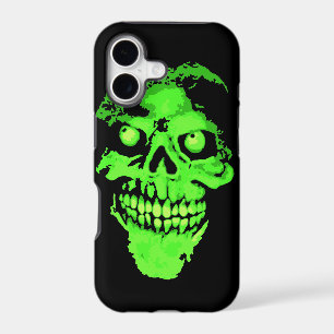 Creepy green neon style skull