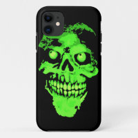 Creepy green neon style skull