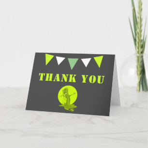 Creepy Green Slime Monster Birthday Thank you Card