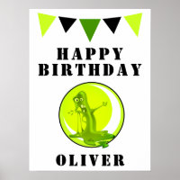 Creepy Green Slime Monster Flags Birthday Party