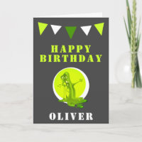 Creepy Green Slime Monster Flags Kids Birthday