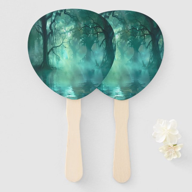 Creepy Green Swamp  Hand Fan (Front and Back)