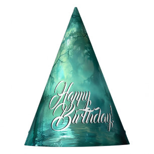 Creepy Green Swamp Happy Birthday Party Hat