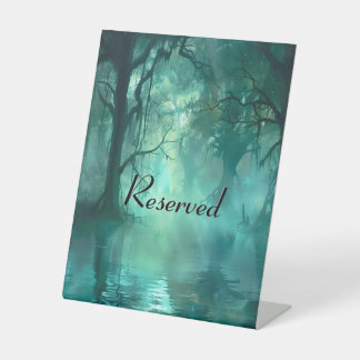 Creepy Green Swamp Reserved Pedestal Sign