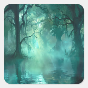 Creepy Green Swamp  Square Sticker