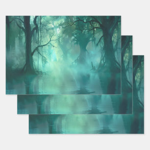 Creepy Green Swamp Wrapping Paper Sheet