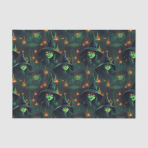 Creepy Green Witches Spooky Ghosts Eerie Halloween Tissue Paper