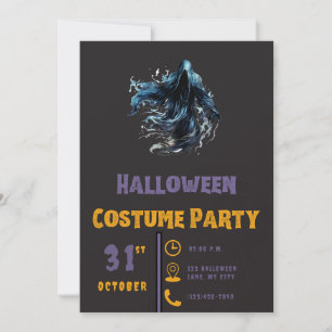 Creepy Grim Reaper Black Halloween Invitation