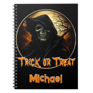 Creepy Grim Reaper Trick or Treat Notebook