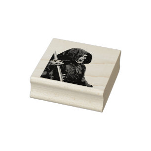 Creepy Grim Reaper with Scythe Rubber Stamp