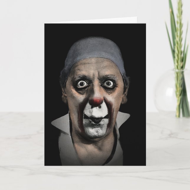 Creepy Grock the Clown Birthday Card (Front)