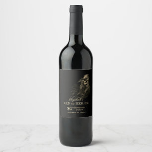 Creepy Hair Skull RIP to Her 20s Birthday Party  Wine Label