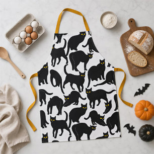 Creepy Halloween Black Cat Apron
