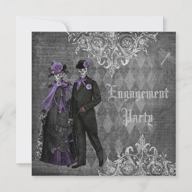 Creepy Halloween Bride & Groom Engagement Party Invitation (Front)