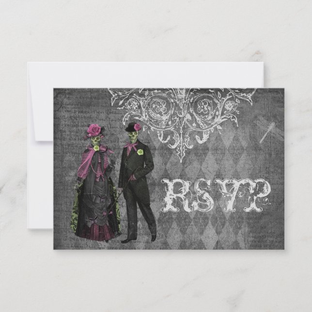 Creepy Halloween Bride & Groom RSVP Wedding (Front)