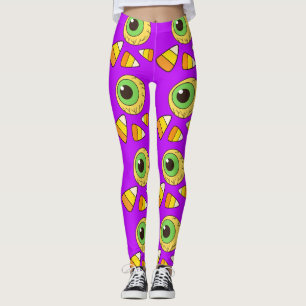 Creepy Halloween Eyeball and Candy Corn Leggings