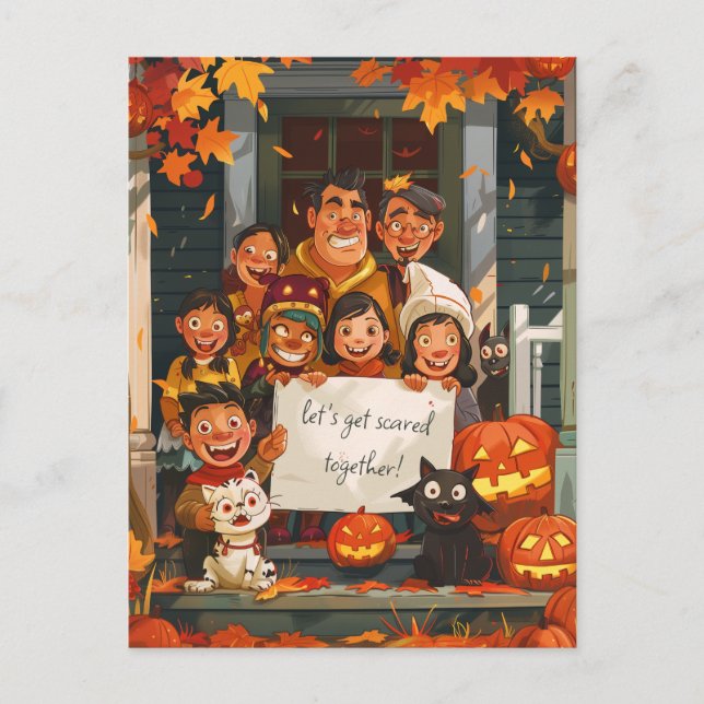 Creepy Halloween Family Postcard (Front)