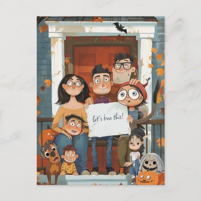 Creepy Halloween Family Postcard (Front)