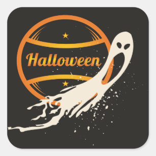 Creepy Halloween Ghost Square Sticker