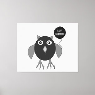 Creepy Halloween Party Owl Canvas Print