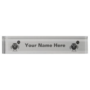 Creepy Halloween Party Owl Custom Desk Nameplate