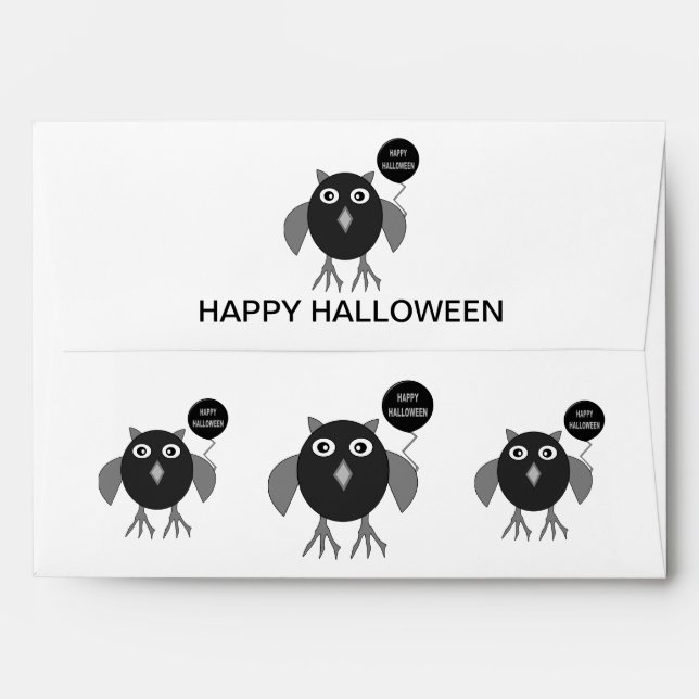 Creepy Halloween Party Owl Custom Envelop Envelope (Back (Top Flap))