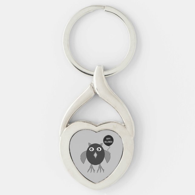 Creepy Halloween Party Owl Keychain (Front)