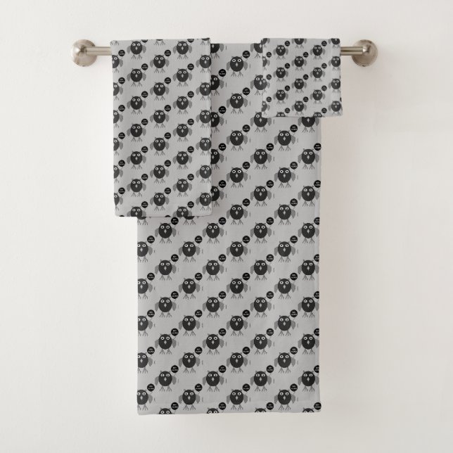 Creepy Halloween Party Owl Patterned Towels (Insitu)