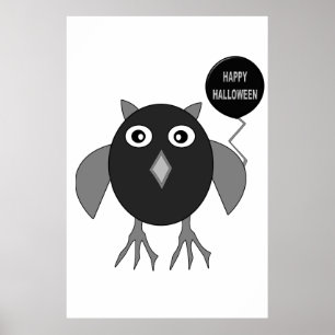 Creepy Halloween Party Owl Poster