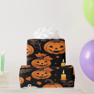 Creepy Halloween Pumpkin Backgrounds Wrapping Paper