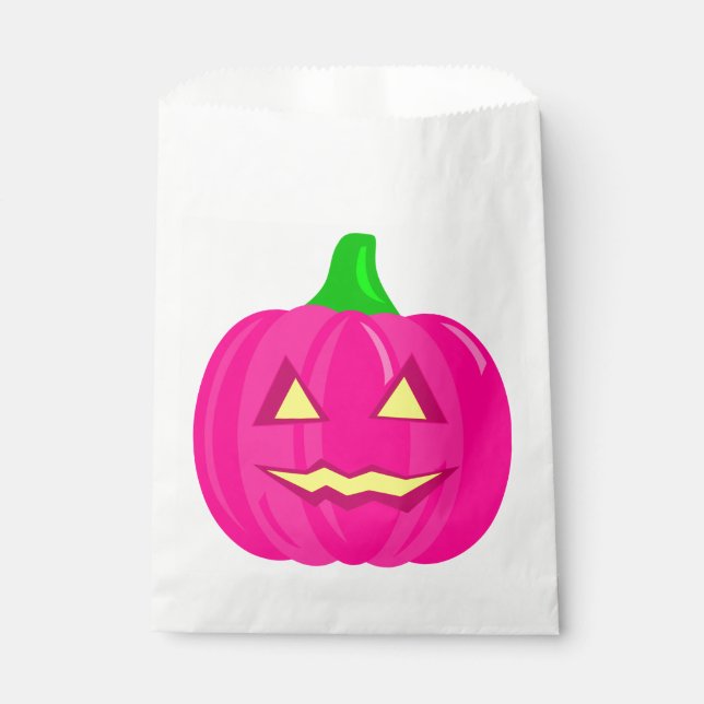 creepy halloween pumpkin pink  favour bags (Front)
