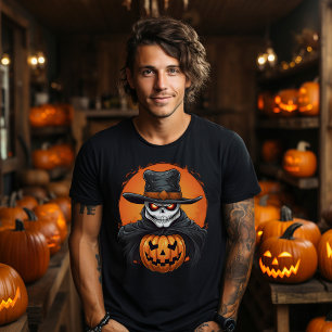 Creepy Halloween Pumpkin Skull T-Shirt