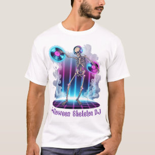 Creepy Halloween Skeleton DJ Playing Music at Nigh T-Shirt