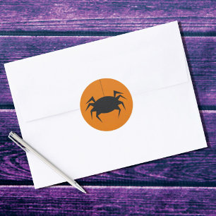 Creepy Halloween Spider Black Classic Round Sticker