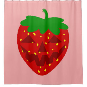 creepy halloween strawberry goth spooky  shower curtain