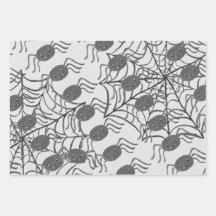 Creepy Halloween Theme Bats Pumpkins Ghosts Wrapping Paper Sheet