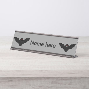 Creepy Halloween Vampire Bat Custom Desk Sign