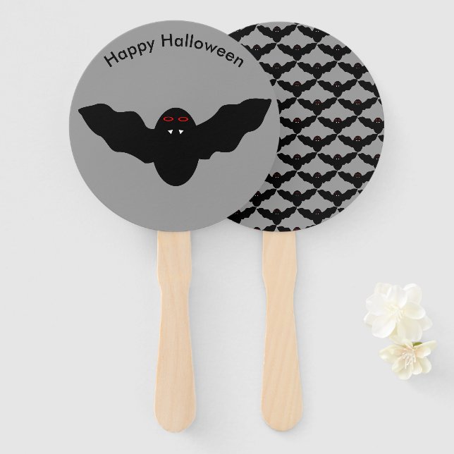 Creepy Halloween Vampire Bat Custom Hand Fan (Front and Back)