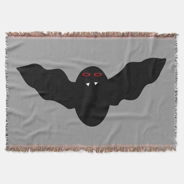 Creepy Halloween Vampire Bat Throw Blanket (Front)