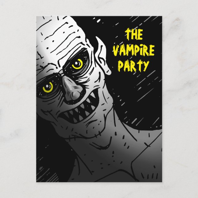 Creepy Halloween Vampire Party Postcard (Front)