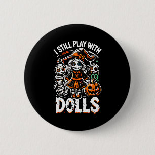 Creepy halloween voodoo doll for horror fans 6 cm round badge