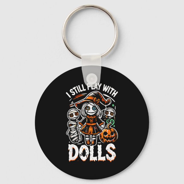 Creepy halloween voodoo doll for horror fans  key ring (Front)