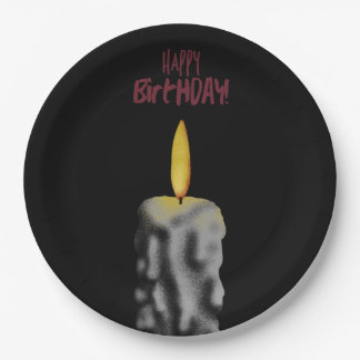 Creepy Happy Birthday Candle Paper Plate