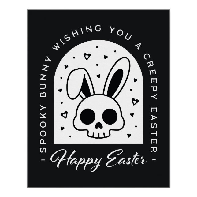 Creepy Happy Easter bunny skull gothic aesthetic Poster (Front)