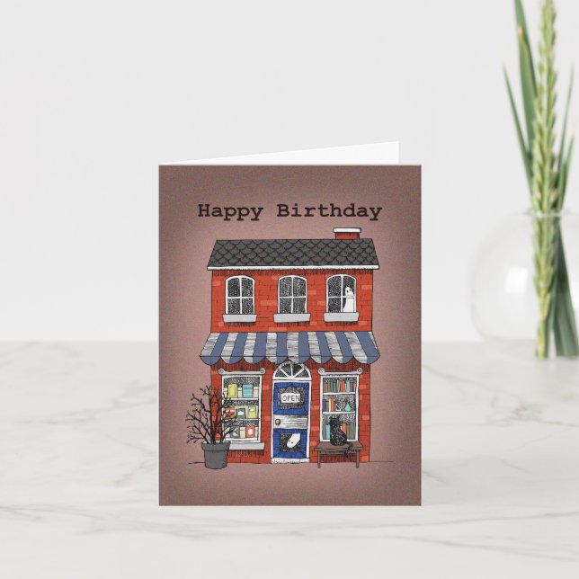 Creepy Haunted Bookstore Cute Ghost Birthday   Card (Front)