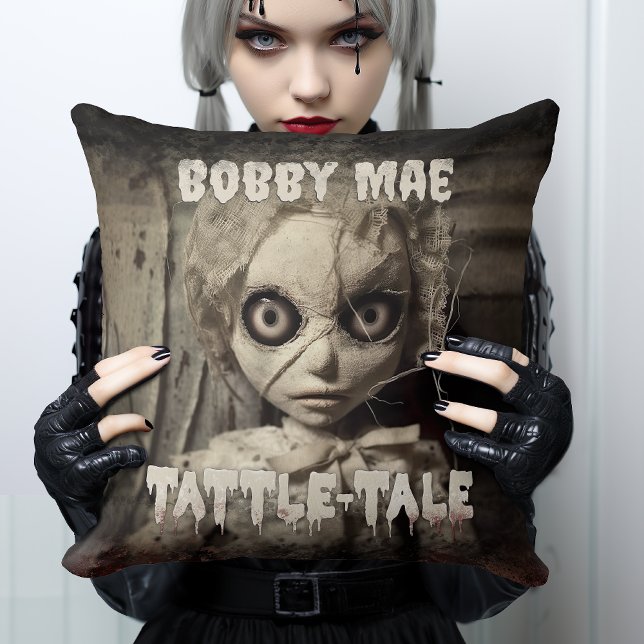 Creepy Haunted Doll - Horror Movie Cushion (Get ready to get creeped-out with this taunting evil doll pillow, ideal for a creepy bedroom corner.)