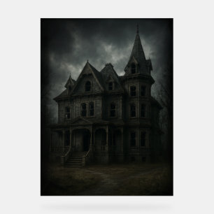 creepy haunted house acrylic sign