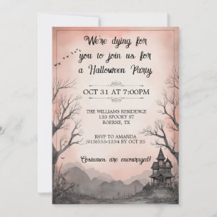 Creepy Haunted House Adult Halloween Invitation