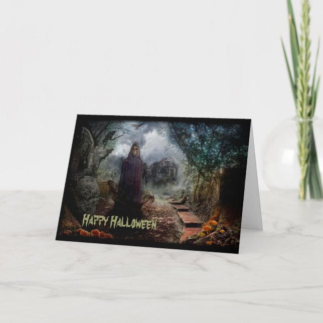 Creepy Haunted House and its Ghost Owner - Macabre Card (Front)