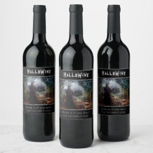 Creepy Haunted House and its Ghost Owner - Macabre Wine Label